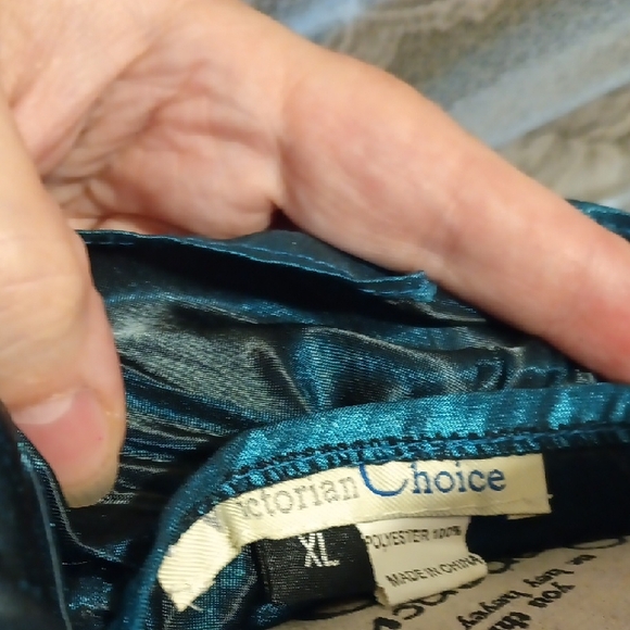 Victorian Choice Women's XL Teal Silk Look Cosplay Y2K With Black Bonnet Costume - Picture 2 of 7